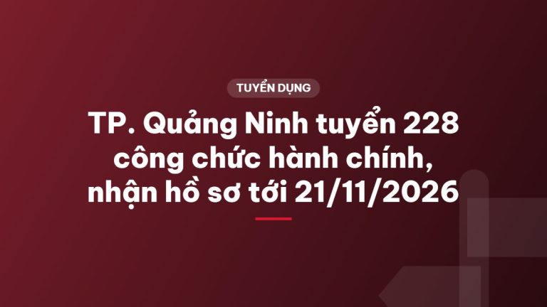 TP. Quảng Ninh tuyển 228 công chức hành chính, nhận hồ sơ tới 21/11/2026