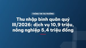 Thu nhập bình quân quý III/2026: dịch vụ 10,9 triệu, nông nghiệp 5,4 triệu đồng