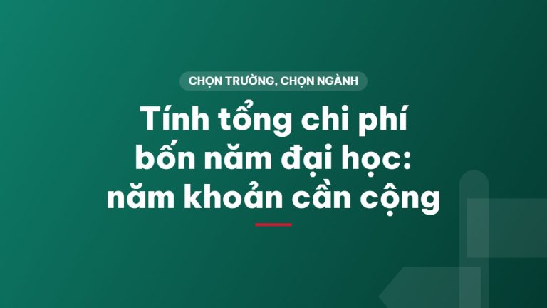 Tính tổng chi phí bốn năm đại học: năm khoản cần cộng