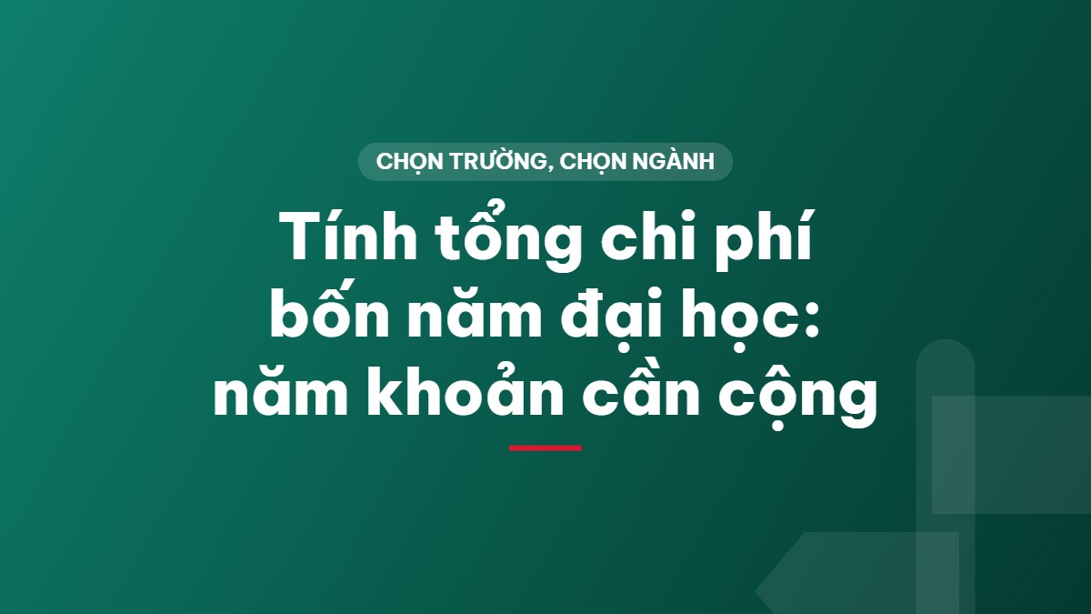 Tính tổng chi phí bốn năm đại học: năm khoản cần cộng