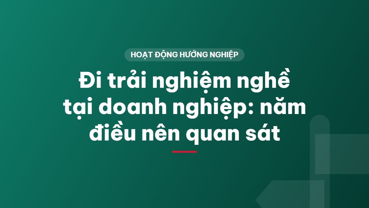 Đi trải nghiệm nghề tại doanh nghiệp: năm điều nên quan sát