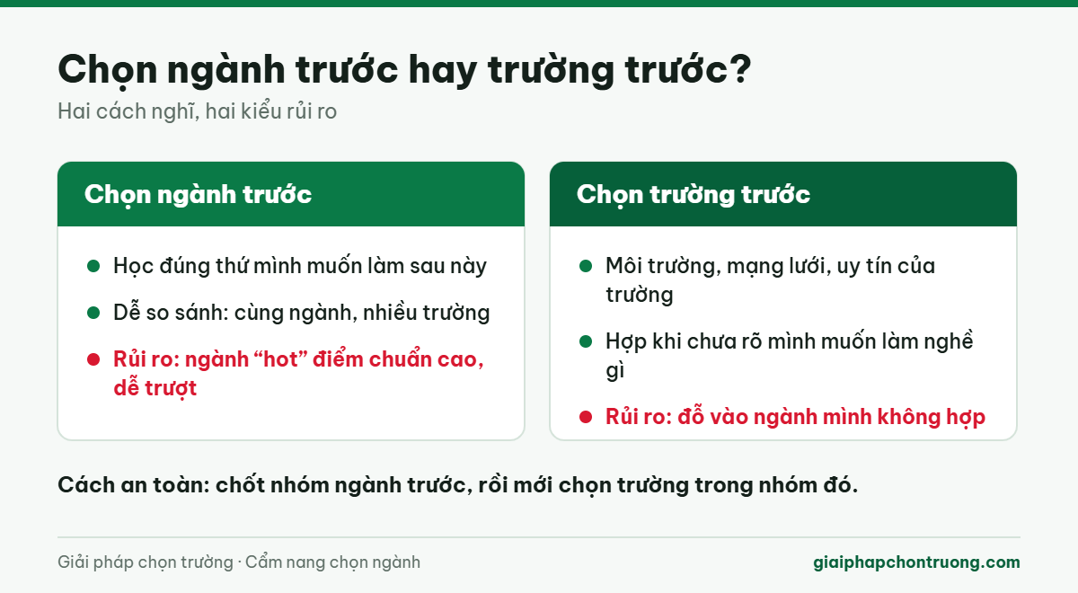 So sánh chọn ngành trước và chọn trường trước