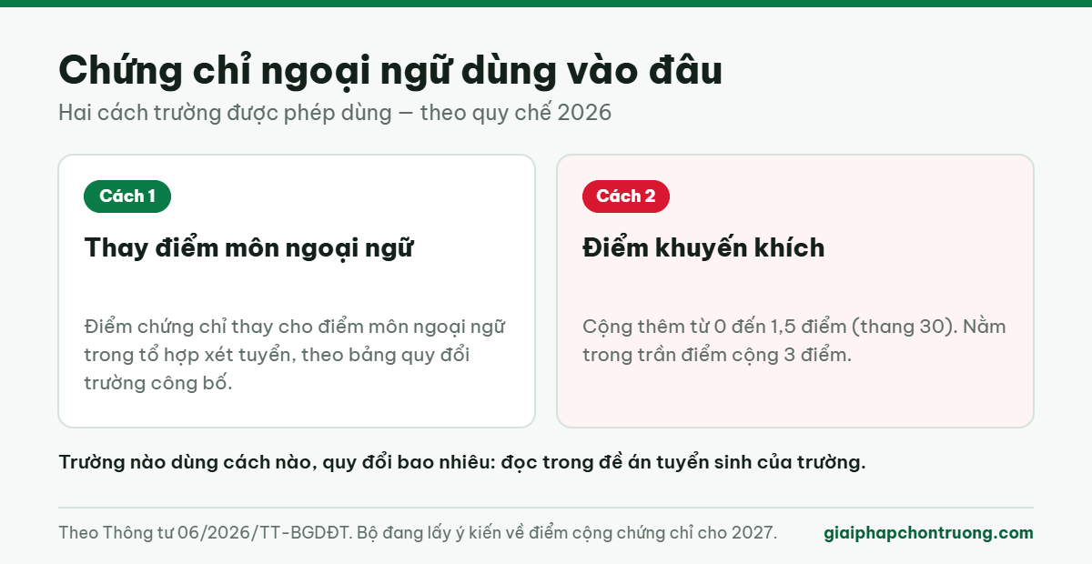 Hai cách dùng chứng chỉ ngoại ngữ trong xét tuyển đại học