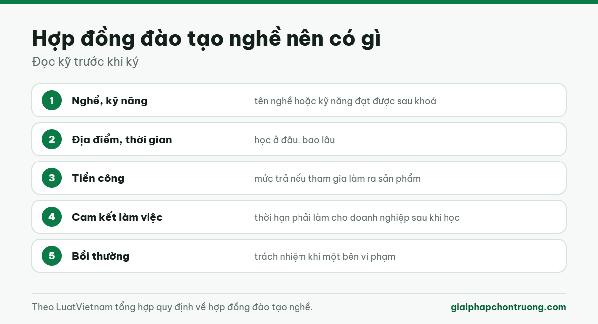 Hợp đồng đào tạo nghề nên có gì