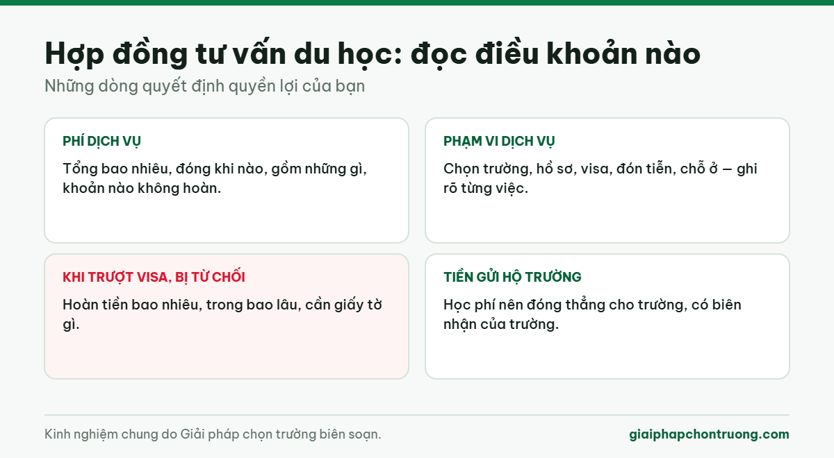 Hợp đồng tư vấn du học: đọc điều khoản nào