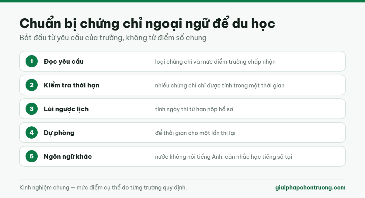 Chuẩn bị chứng chỉ ngoại ngữ để du học