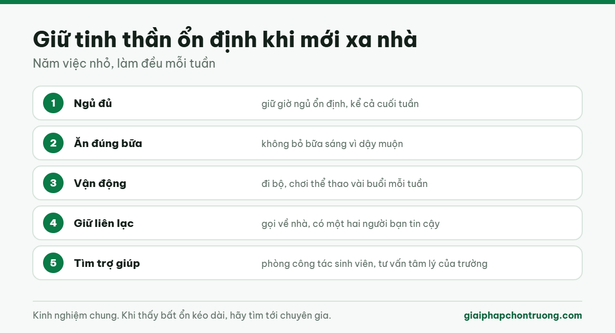 Giữ tinh thần ổn định khi mới xa nhà