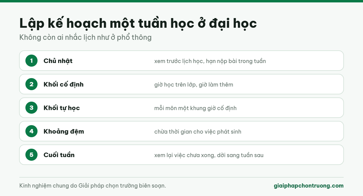 Lập kế hoạch một tuần học ở đại học