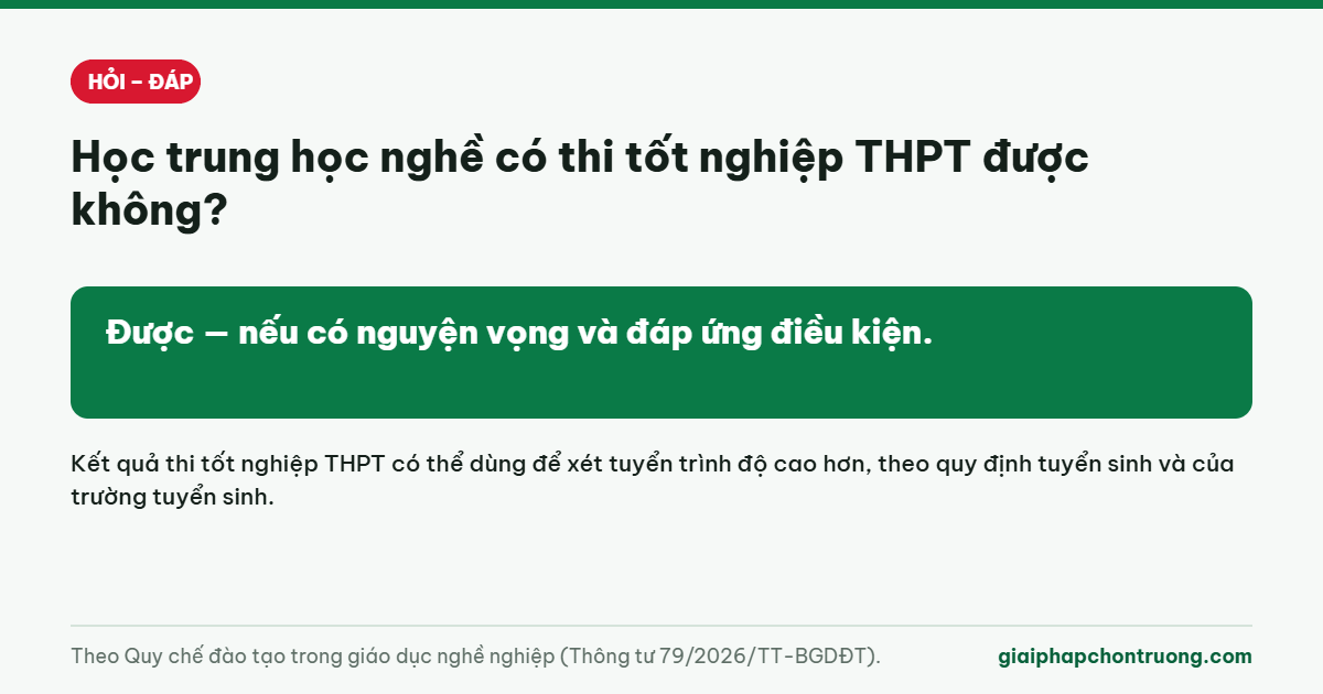 Học trung học nghề có thi tốt nghiệp THPT được không?