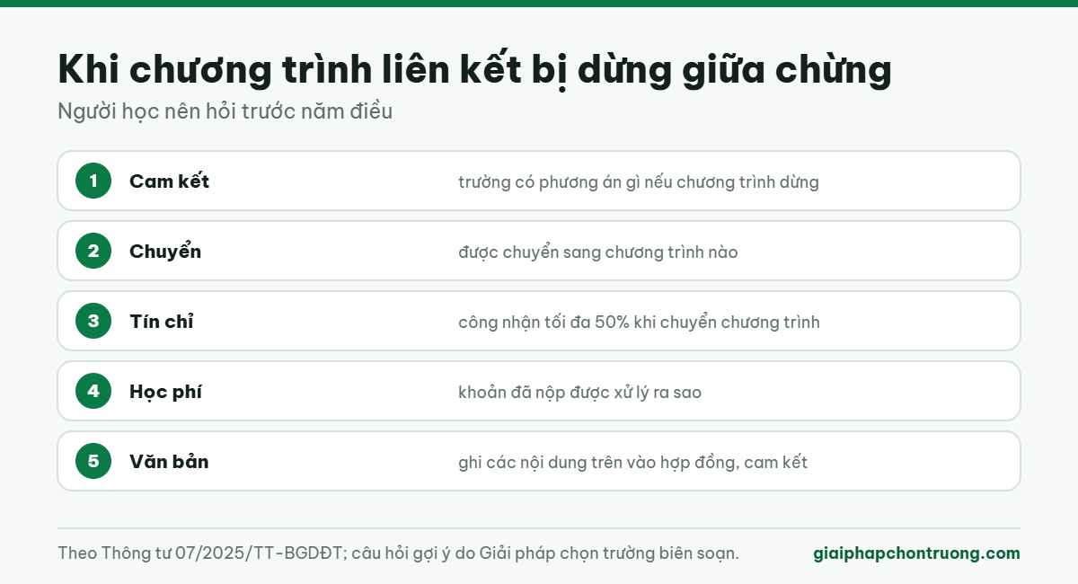 Khi chương trình liên kết bị dừng giữa chừng