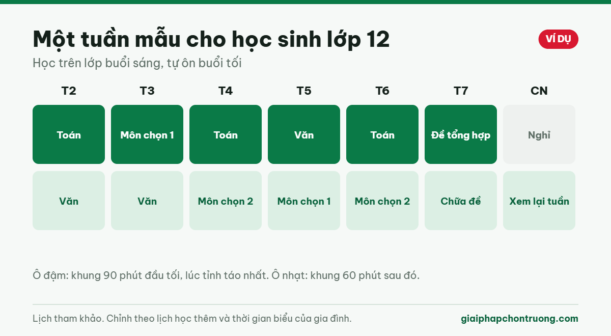 Một tuần học mẫu cho học sinh lớp 12
